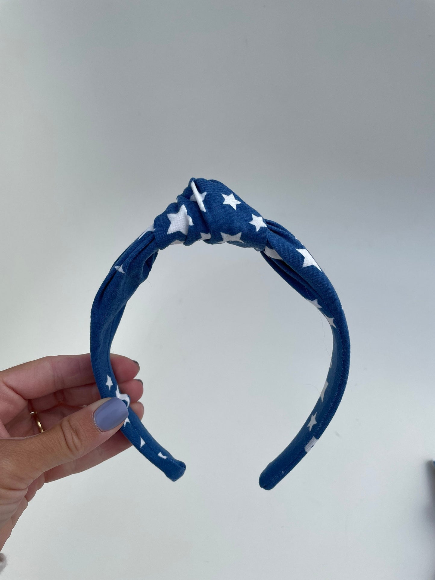Navy Stars Top Knot Headband, Brynnbands, Hard Headband, Knotted Headband, Top Knot