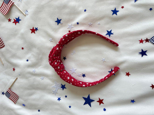 Red Stars Top Knot Headband, Brynnbands, Hard Headband, Knotted Headband, Top Knot