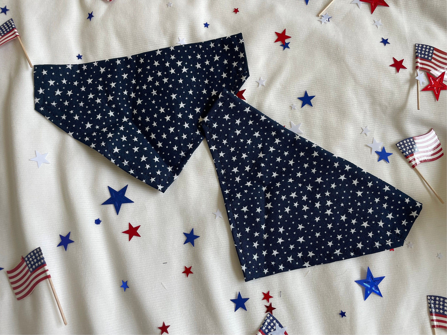 Blue Stars Dog Bandanna: Over the Collar 4th of July Neck Tie
