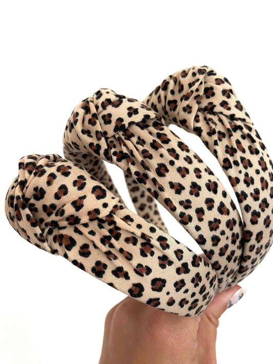 Cheetah top Knot, Animal Print Headband,Fall Headband, Brynnbands, Hard Headband, Knotted Headband, Fall Hair