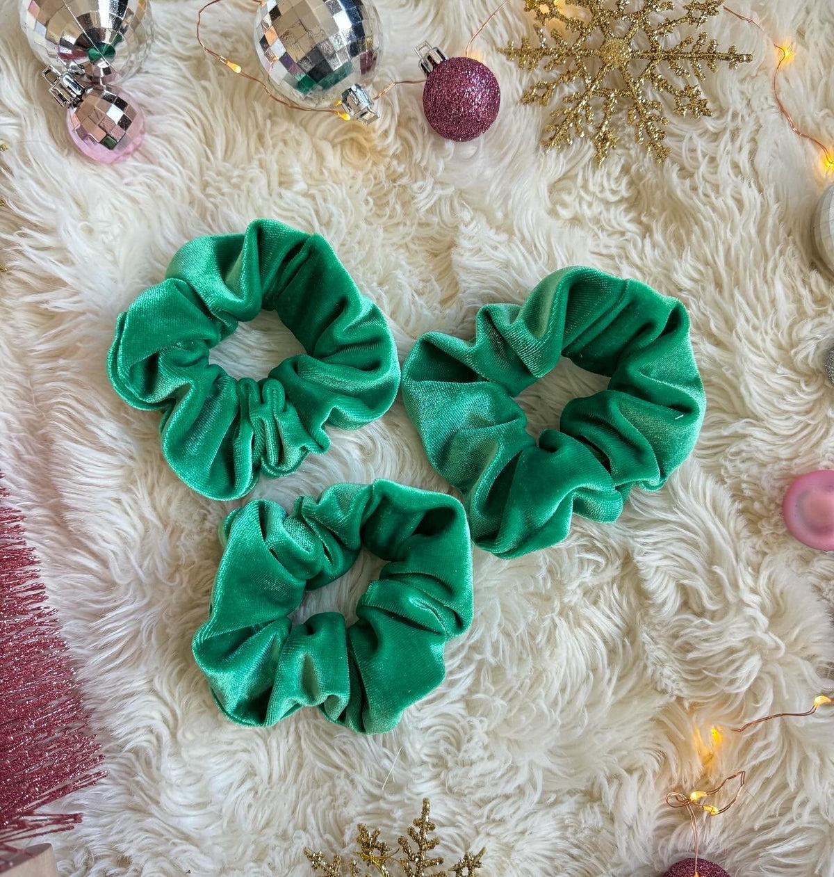 Green Velvet Scrunchie, Holiday Scrunchies, Festive Scrunchies, Christmas Scrunchies, Gifts for Girls, Brynnbands