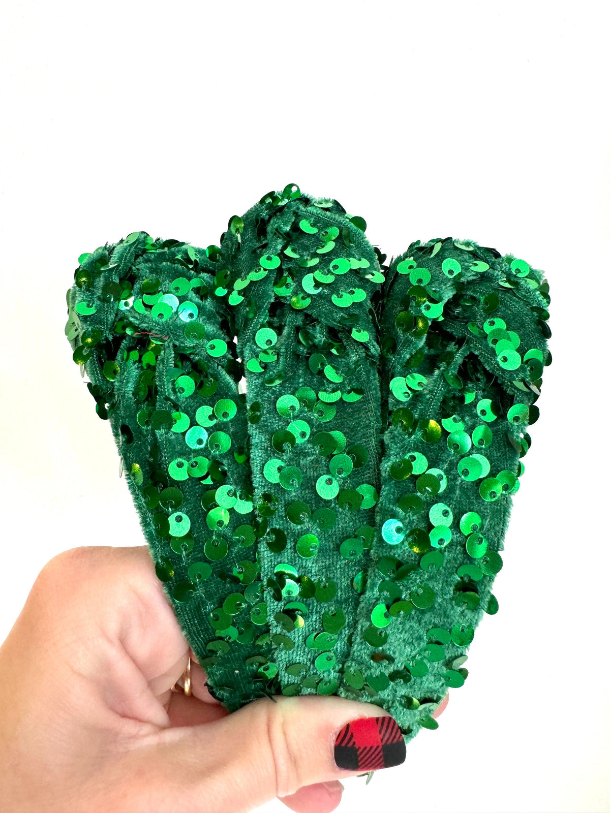 Green Sequin Top Knot