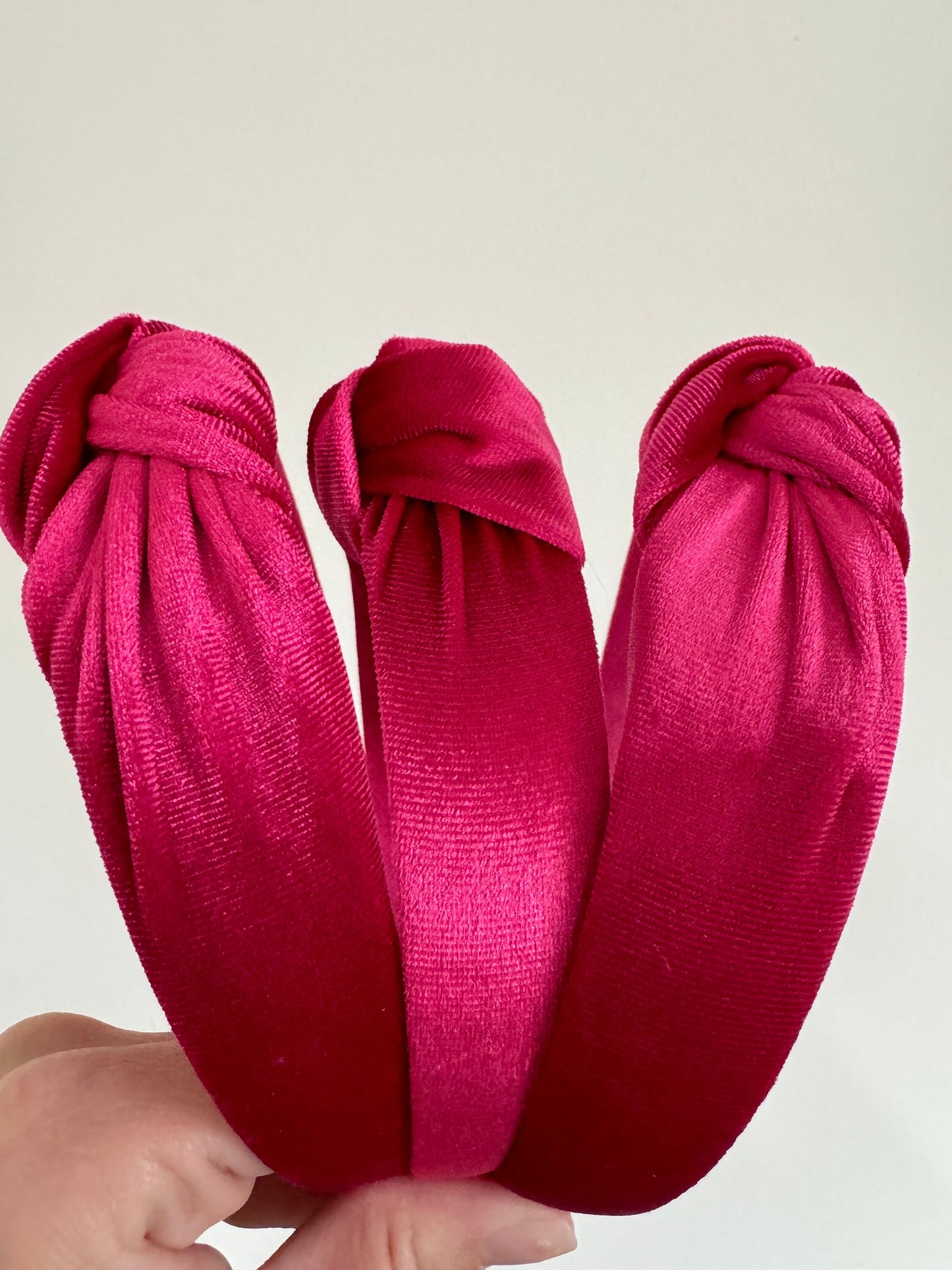 Hot Pink Velvet Top Knot Headband - Brynnbands