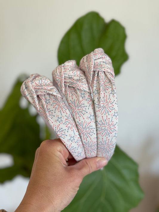 Fireworks Top Knot, Americana Headband, 4th of July Headband, Brynnbands, Hard Headband, Knotted Headband, Stars, Headband