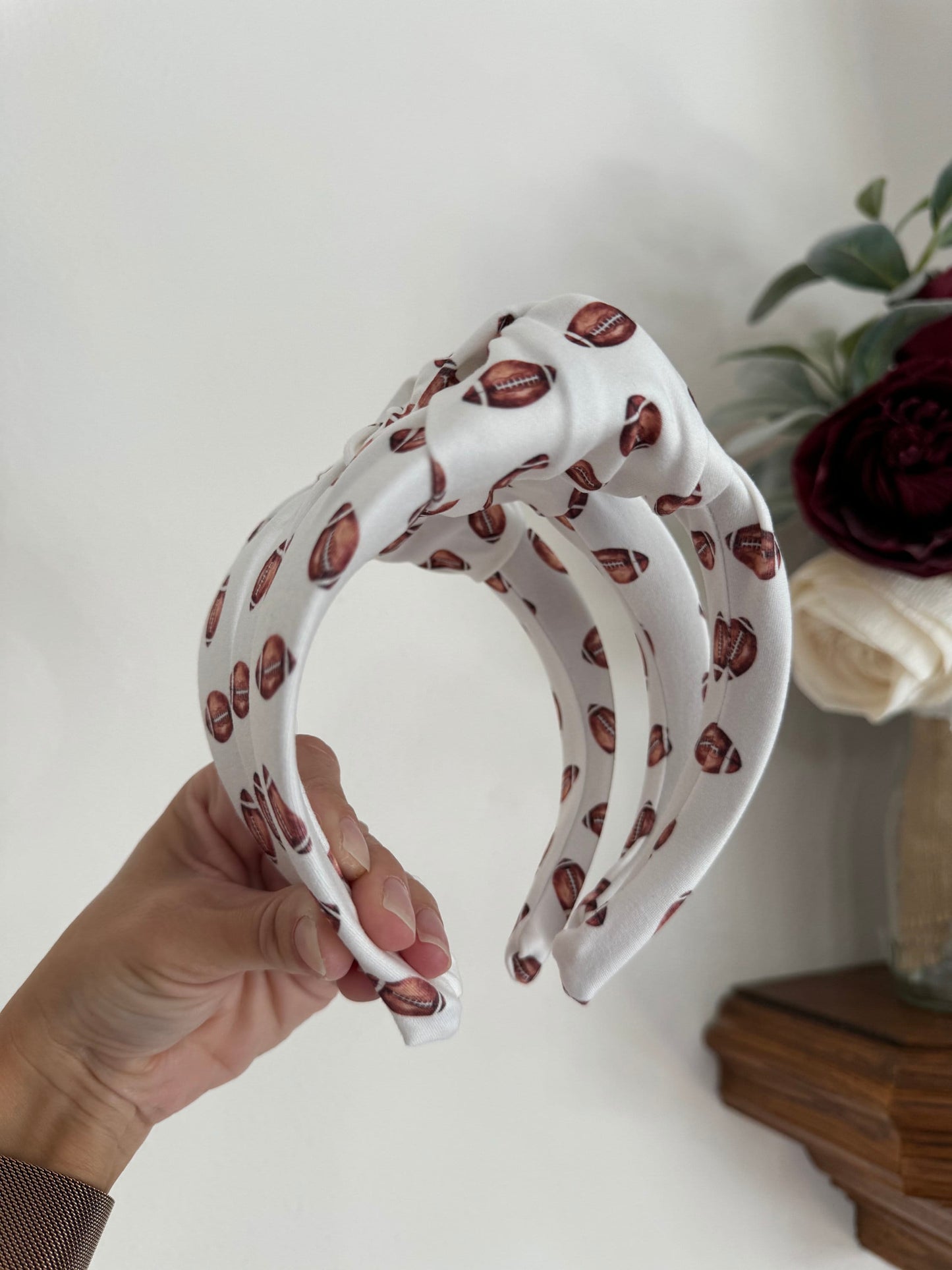 Football Top Knot Headband, Halloween Fall Hair Accessory