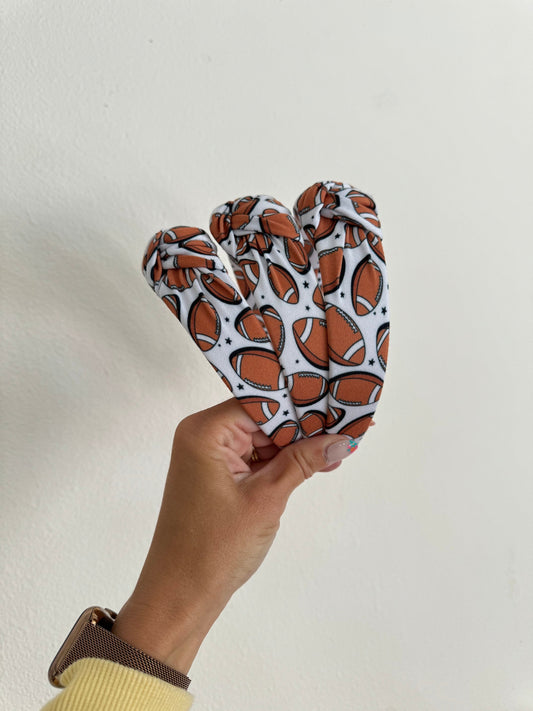 Football Print Top Knot Headband, Brynnbands, Fall Hair
