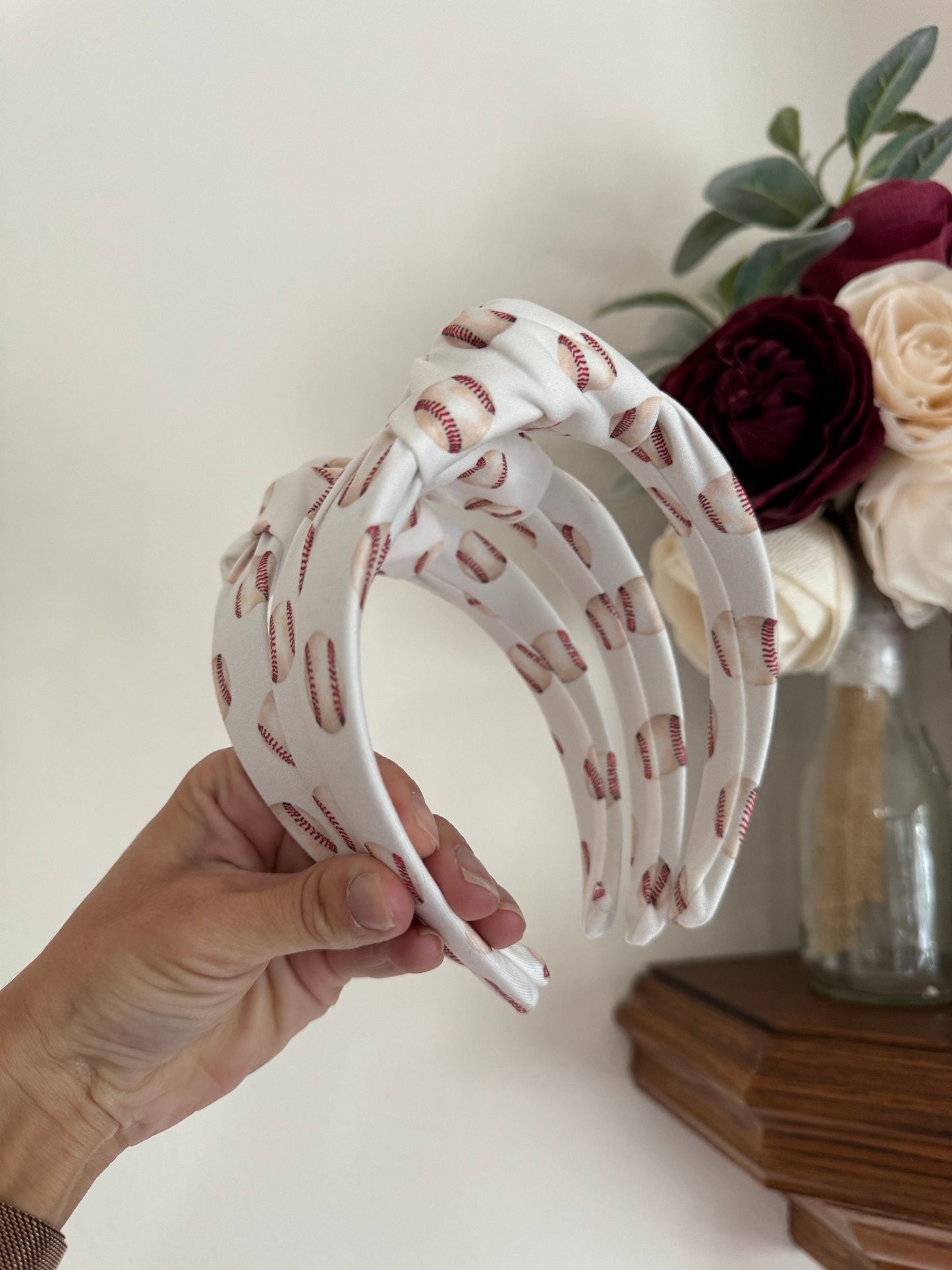 Baseball Top Knot Headband, Brynnbands Hard Headband