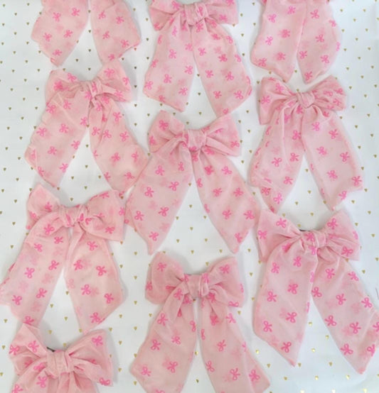 Pink Mesh Bows, Bow Hair Clip, Barrette Hair Clip, Soft Hair Clip, Valentine's Clip, Barrette, Brynnbands