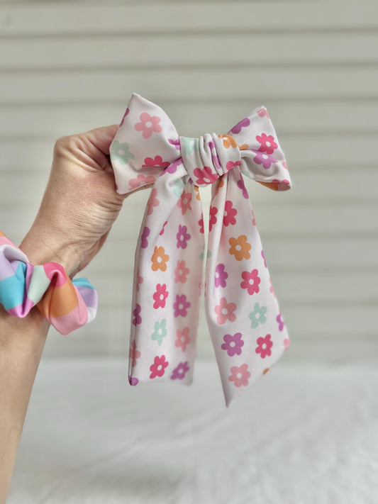 Swim Bows, Happy Floral, Bow Hair Clip, Brynnbands