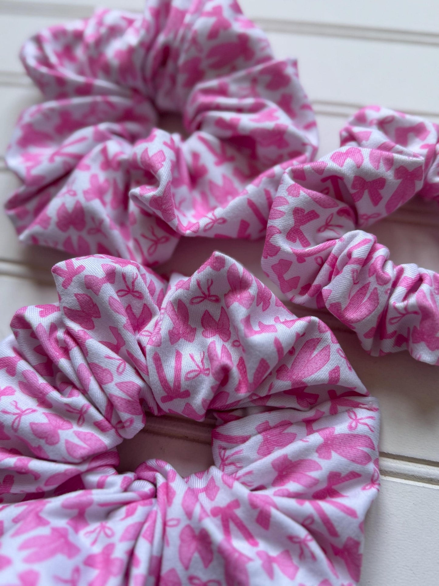 Pink Bows Scrunchie: Handmade Floral Hair Tie