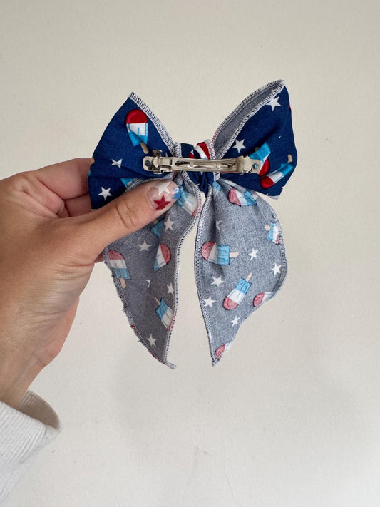Bomb Pop Fable Bow Barrette: 4th of July Hair Clip