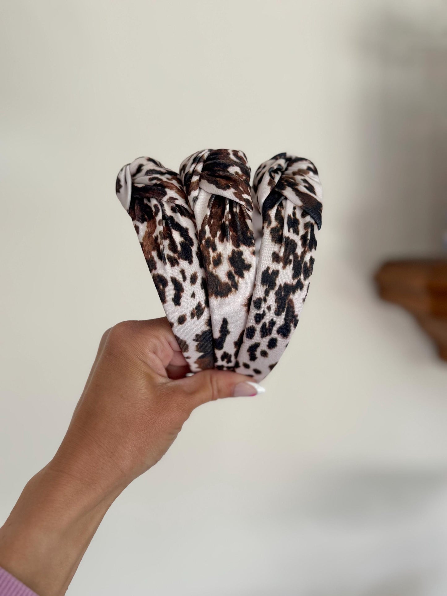 Cow Headband, Print Top Knot Headband - Handmade