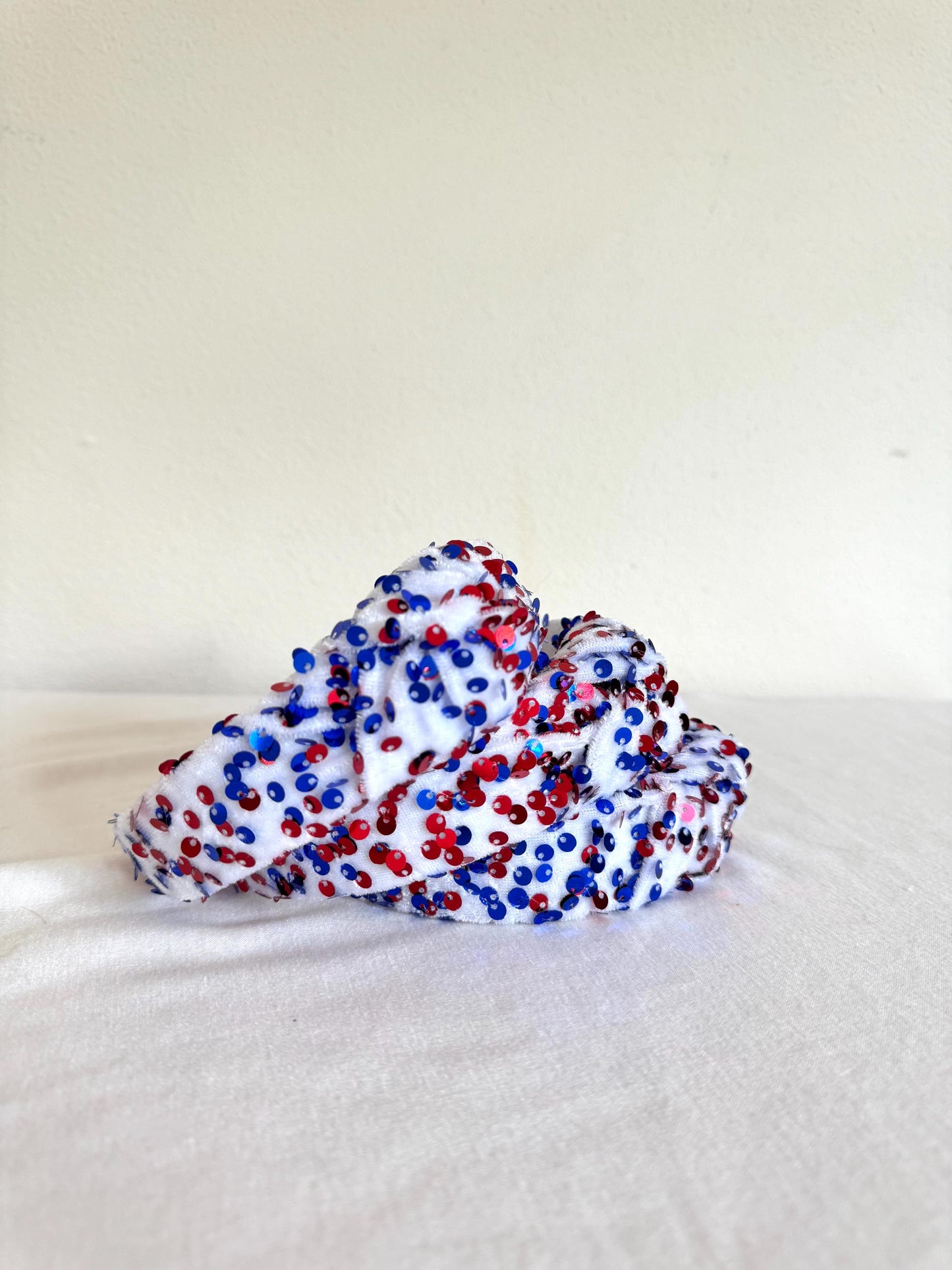 Red White Blue Sequin Top Knot Headband - 4th of July