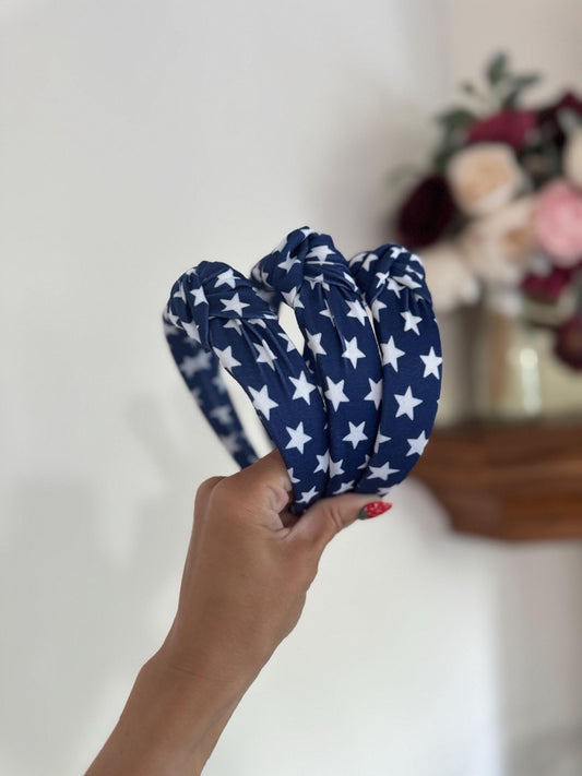 Navy Blue Star Headband, Hard Hair Accessory