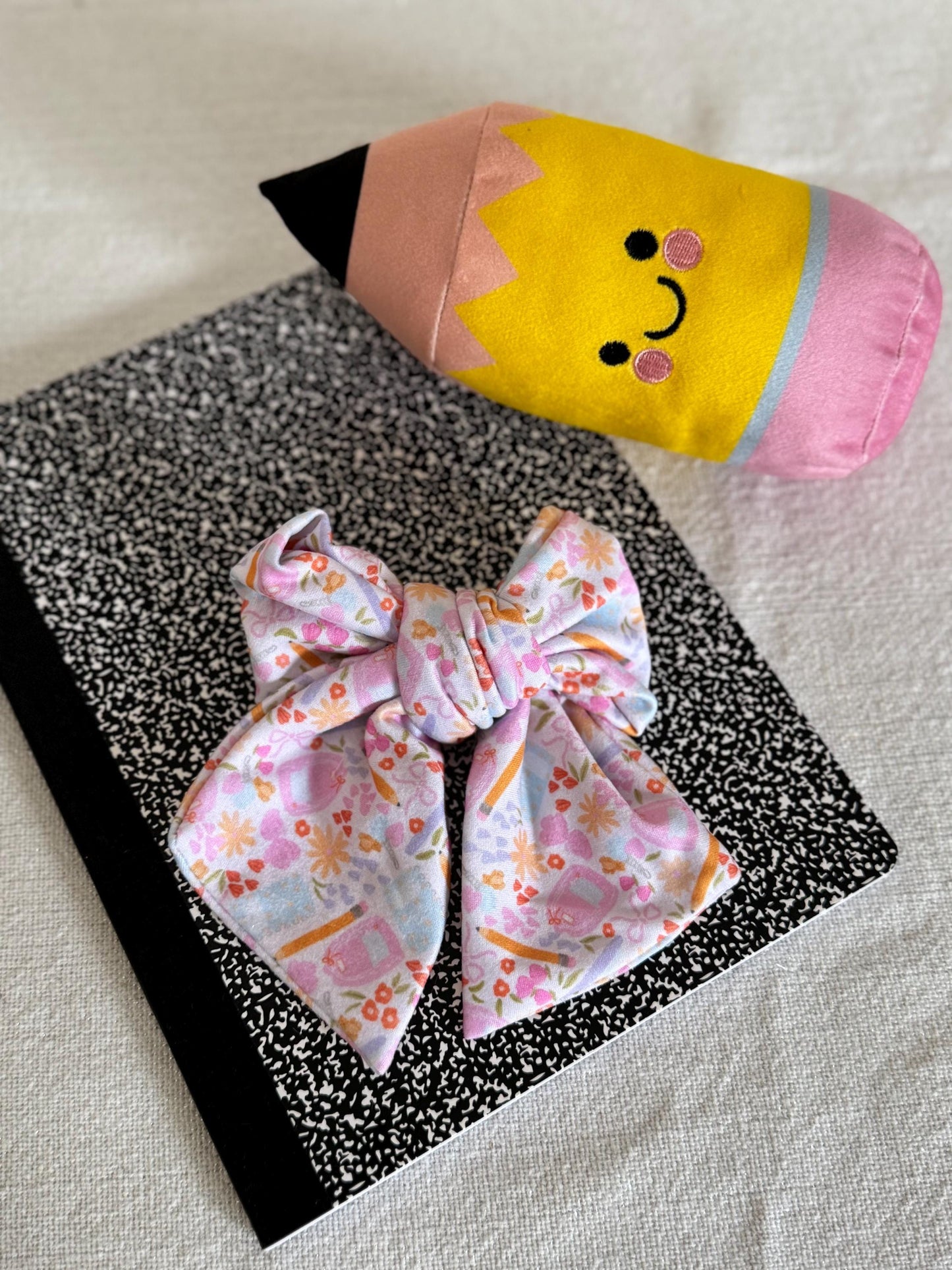 Pink Backpack Bow Barrette: Soft Floppy Hair Clip - Brynnbands