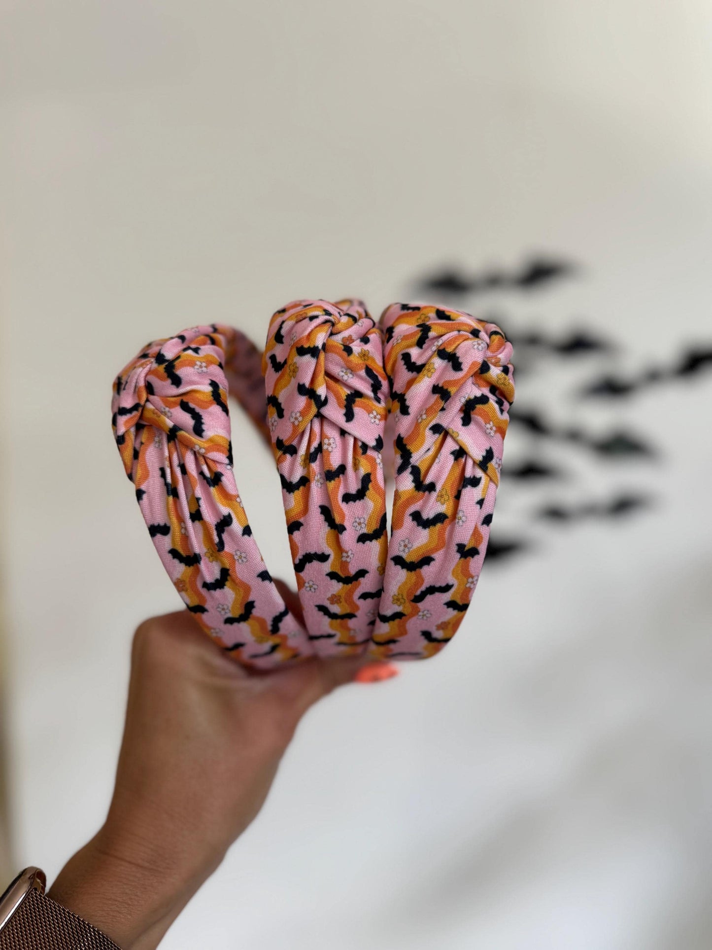Retro Bats Knotted Headband, Halloween Fall Hair Accessory