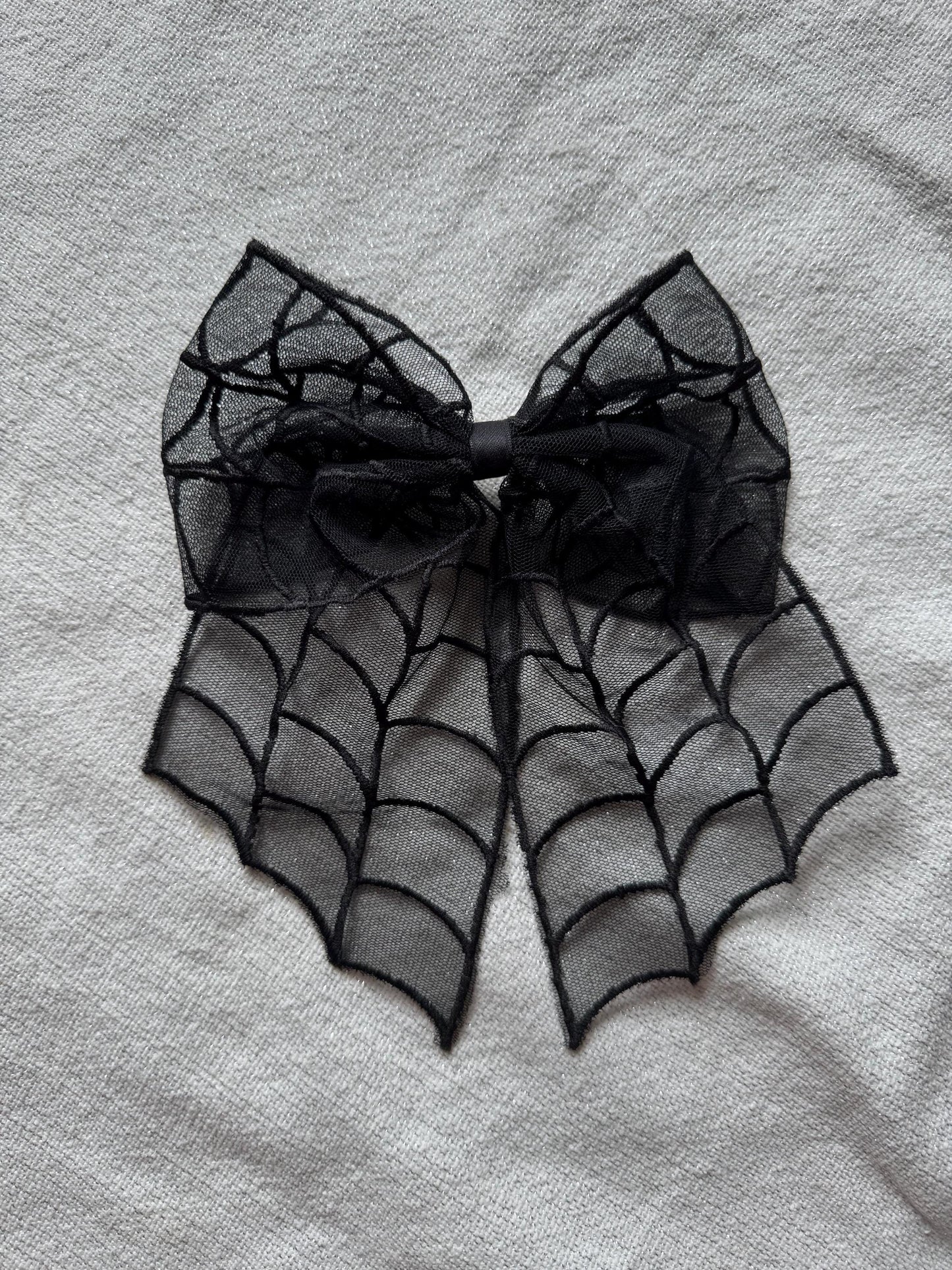 Mesh Halloween Hair Bow, Bat or Spiderweb Clip