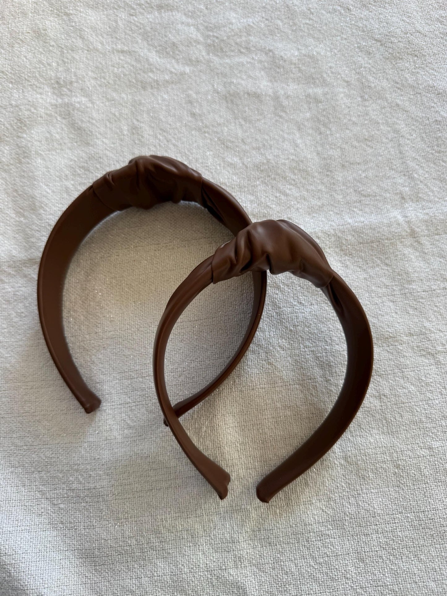 Handmade Brown Faux Leather Top Knot Headband