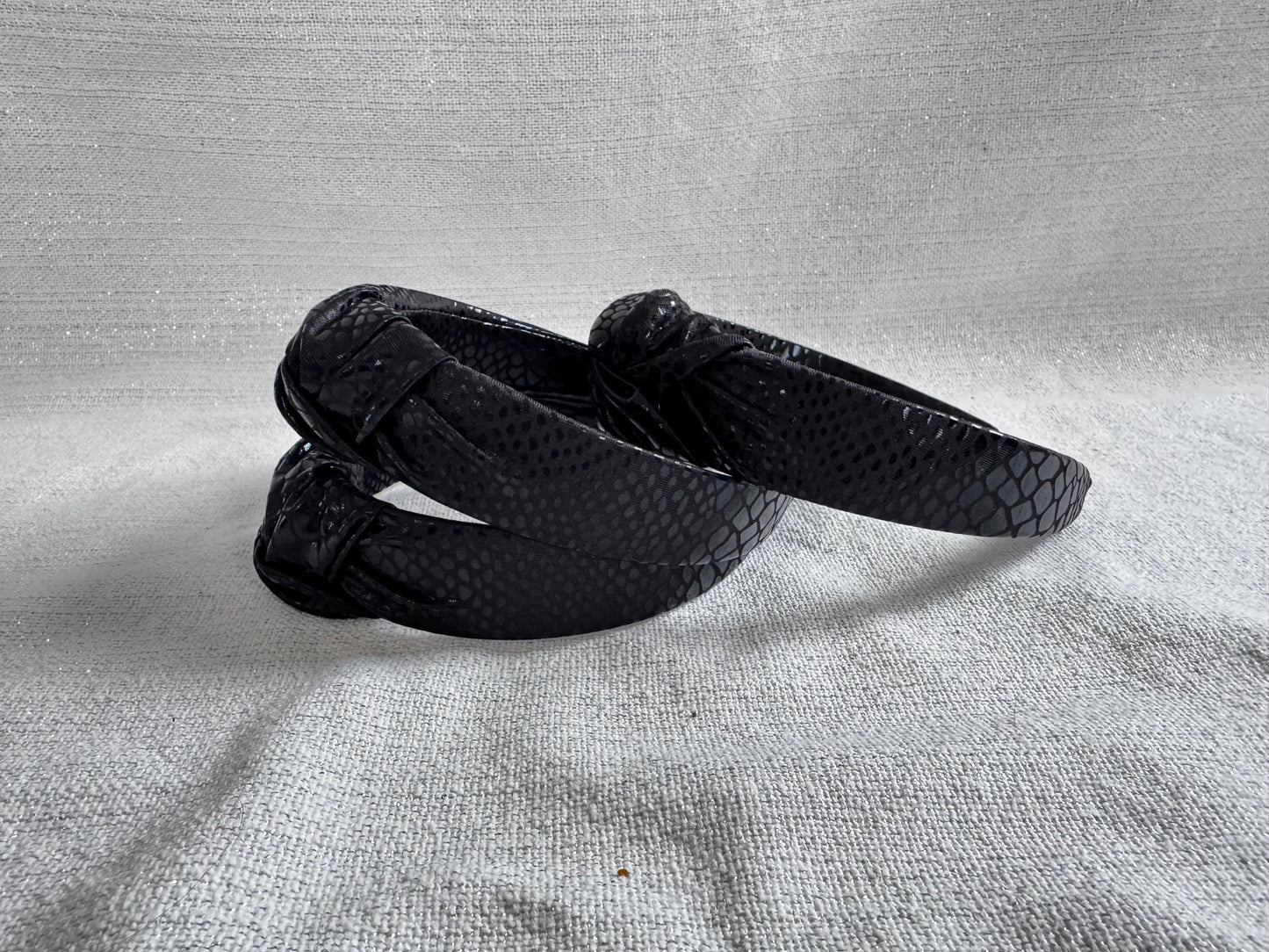 Black Snake Pleather Top Knot Headband - Handmade Brynnbands
