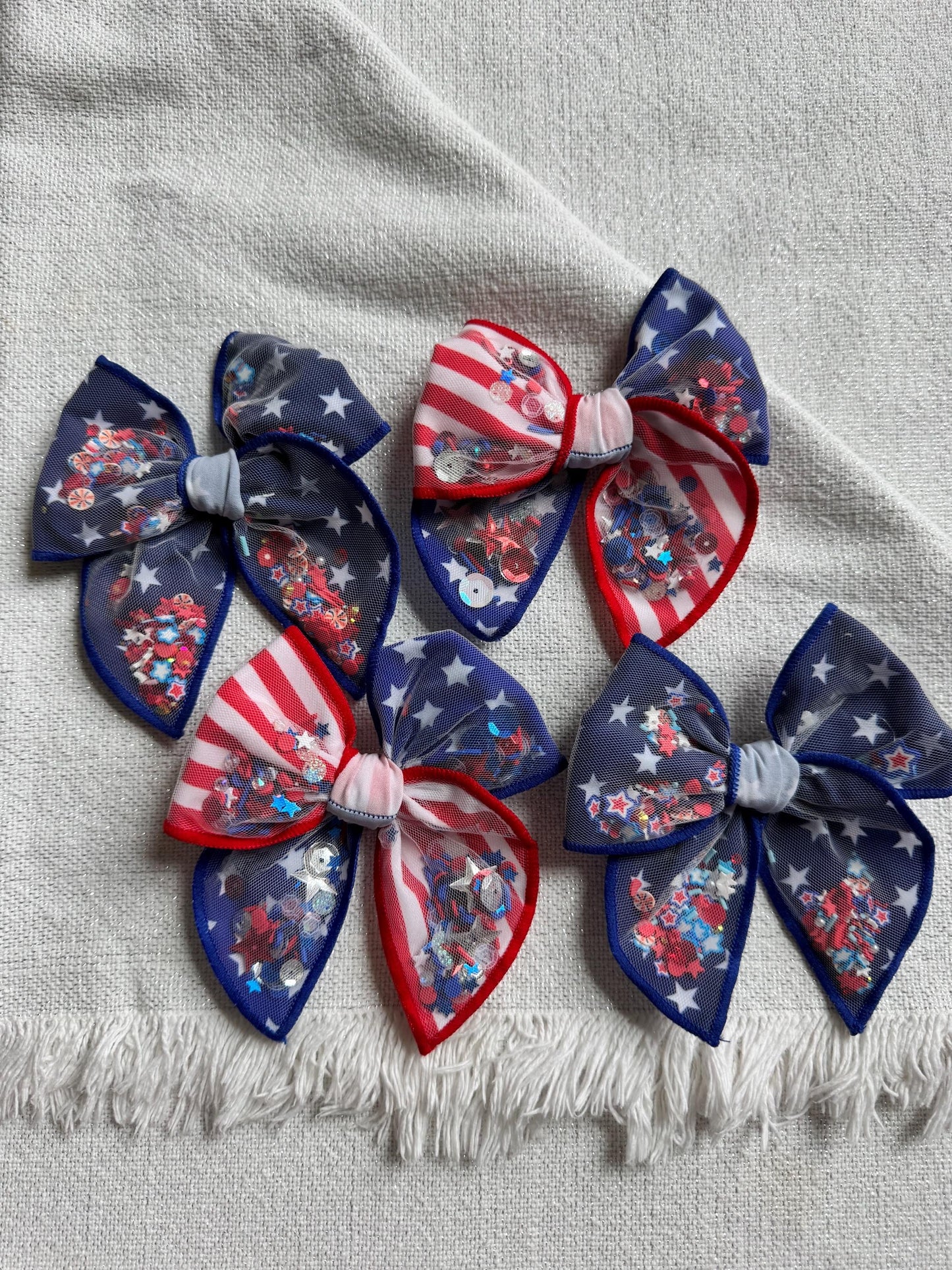 Red Stripes Blue Stars, Shaker Bow, Fable Bow, Brynnbands