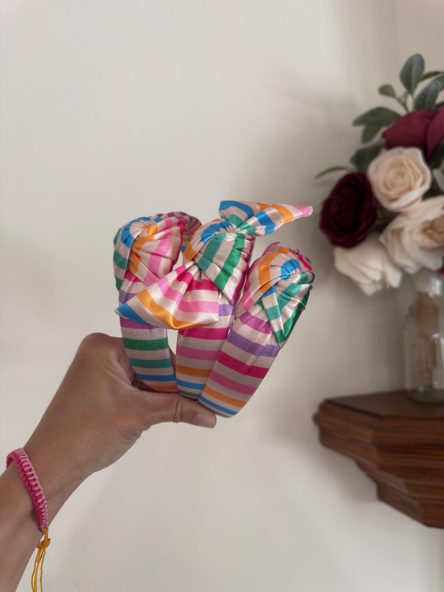 Rainbow Satin Headband, Hard Headband, Summertime Headband, Hard Headband, Brynnbands