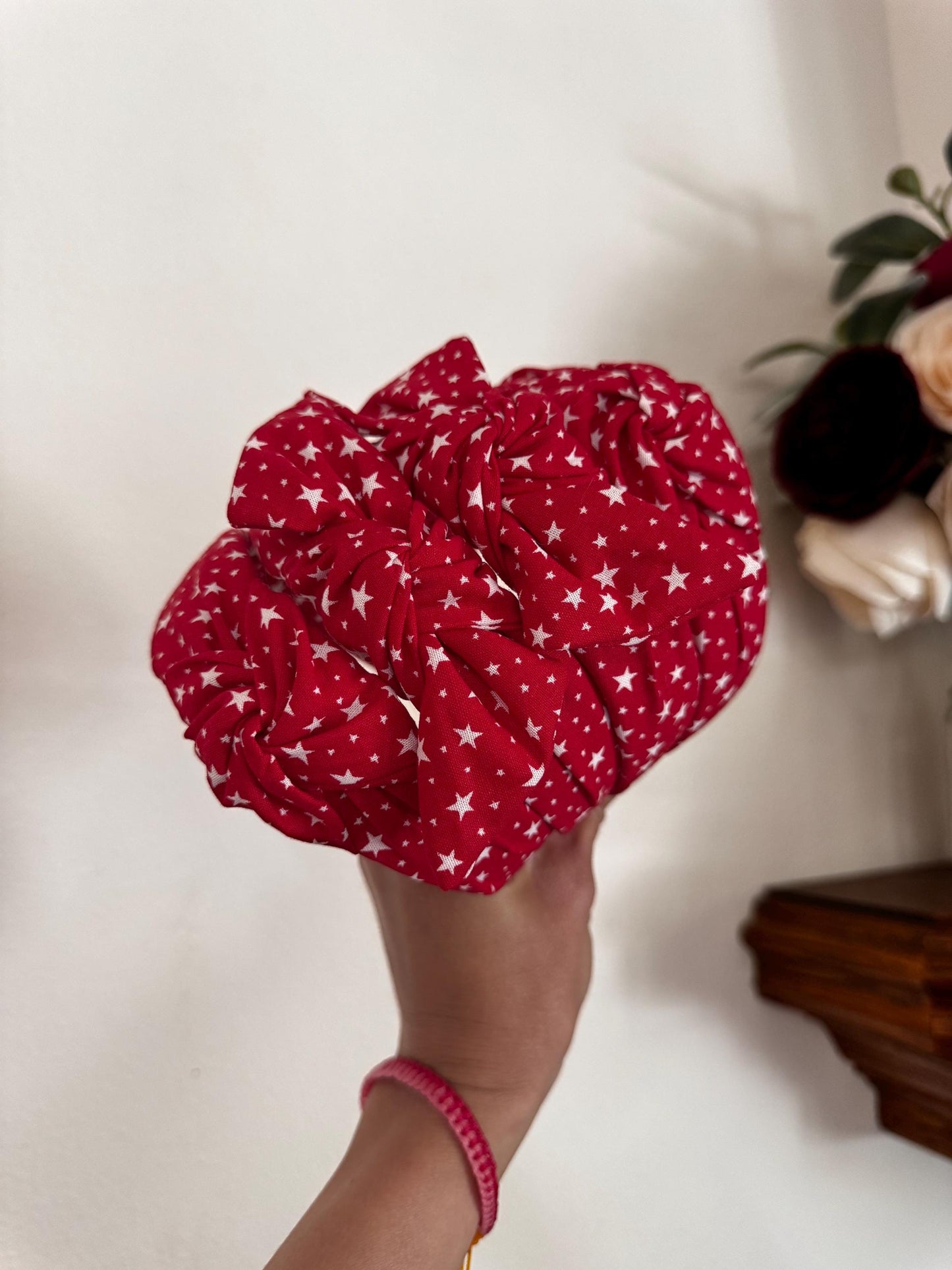 Red Stars Top Knot Headband, Brynnbands, Hard Headband, Knotted Headband, Top Knot