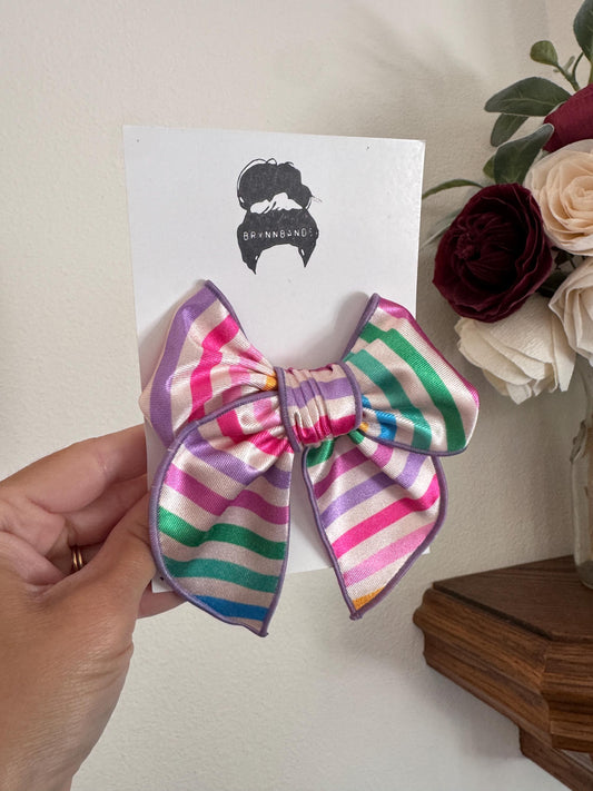 Rainbow fable Bows, Bow Hair Clip, Barrette Hair Clip, Soft Hair Clip, Satin Barrette, Brynnbands