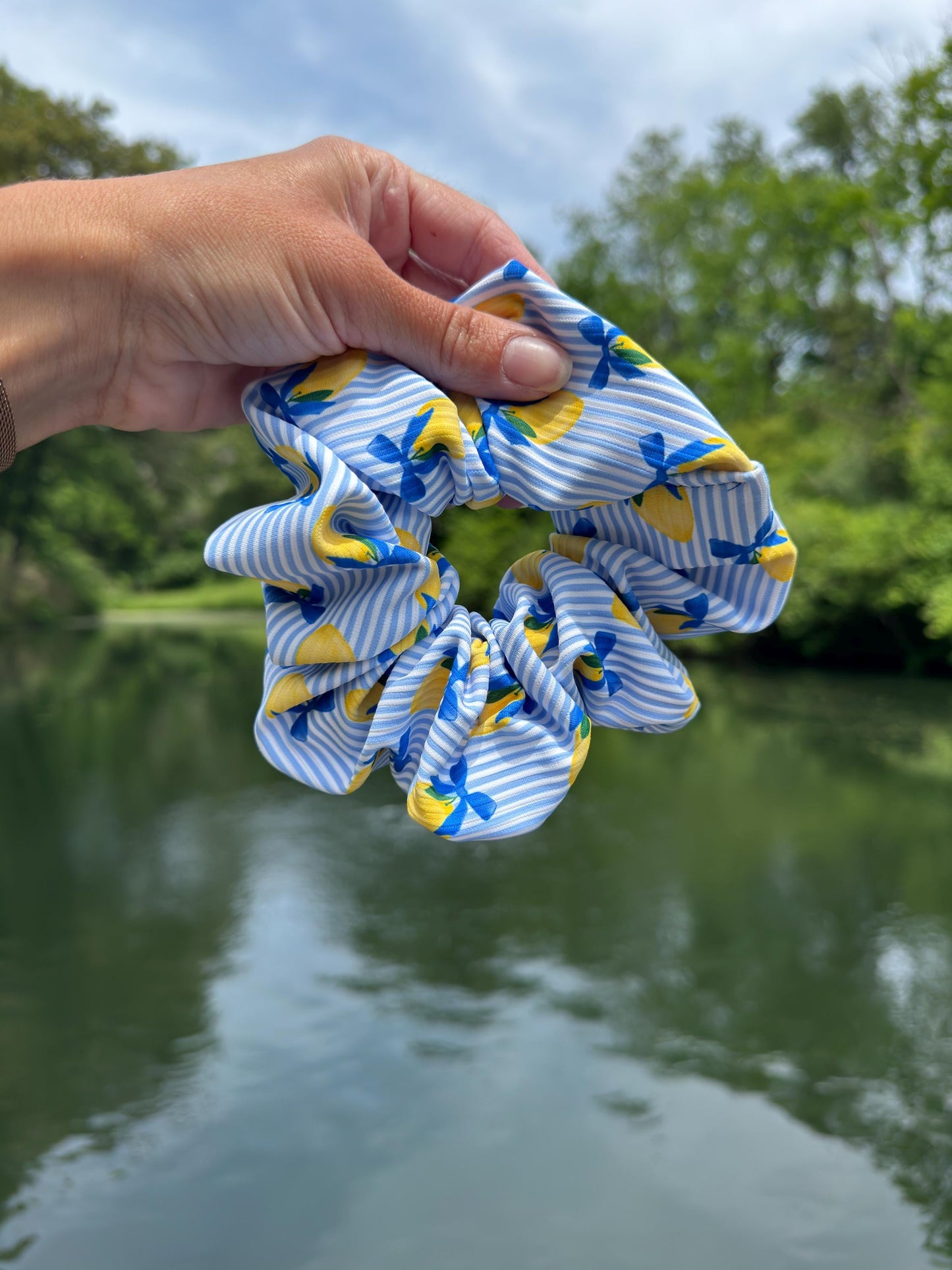 Lemons & Bows Swim Scrunchie: Oversized Hair Tie