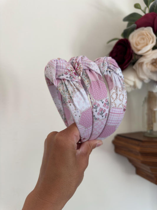 Purple Pink Hexagon Quilted Headband