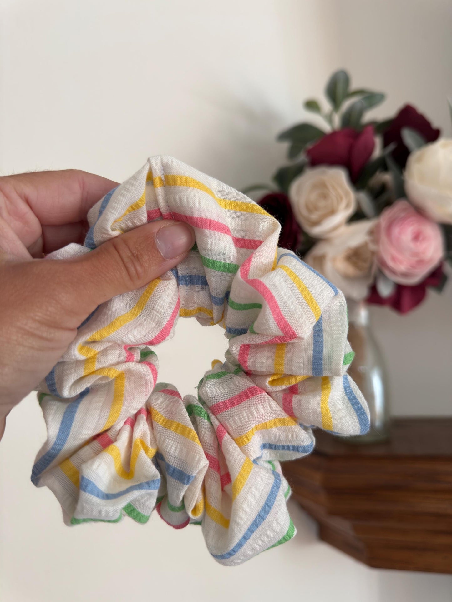 Vintage Seersucker Scrunchie