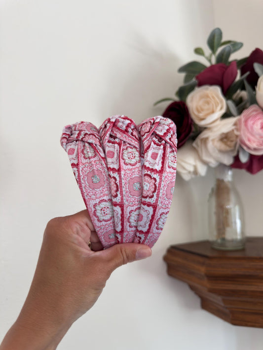 Red Faux Quilted Headband