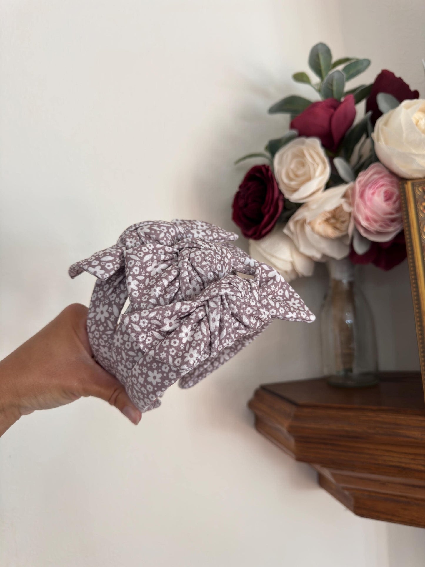 Brown Floral Headband, Neutral