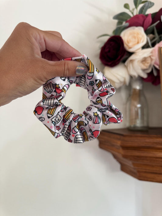 Pencils & Apples Satin Scrunchie: Back to School Hair Accessory
