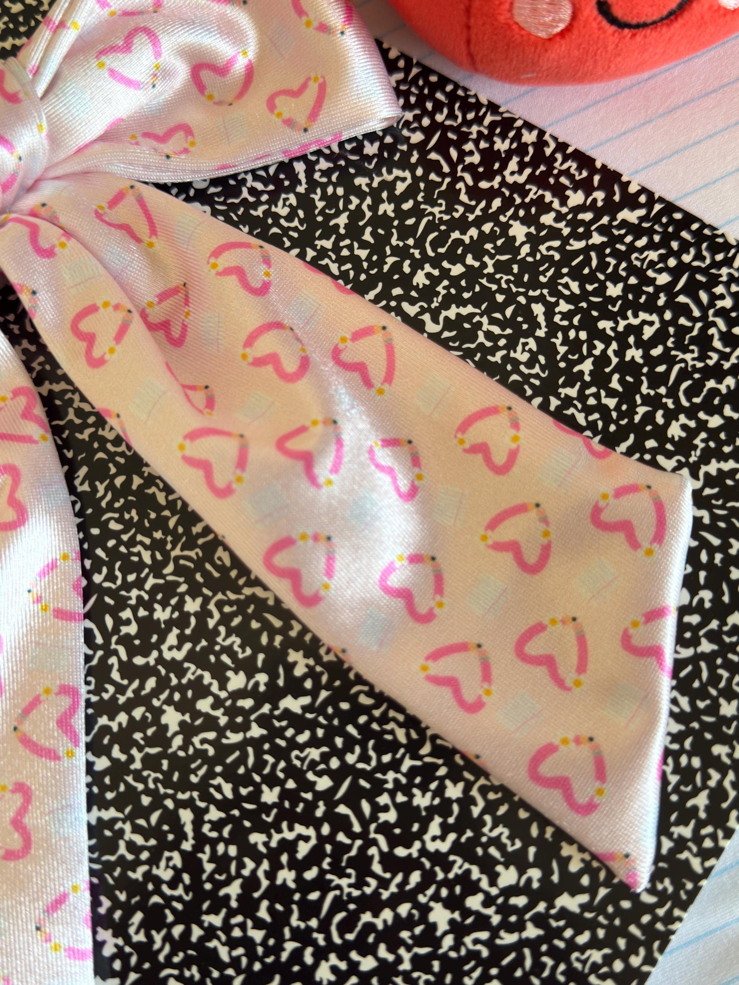 Back to School Bow, Pink Pencil Hearts
