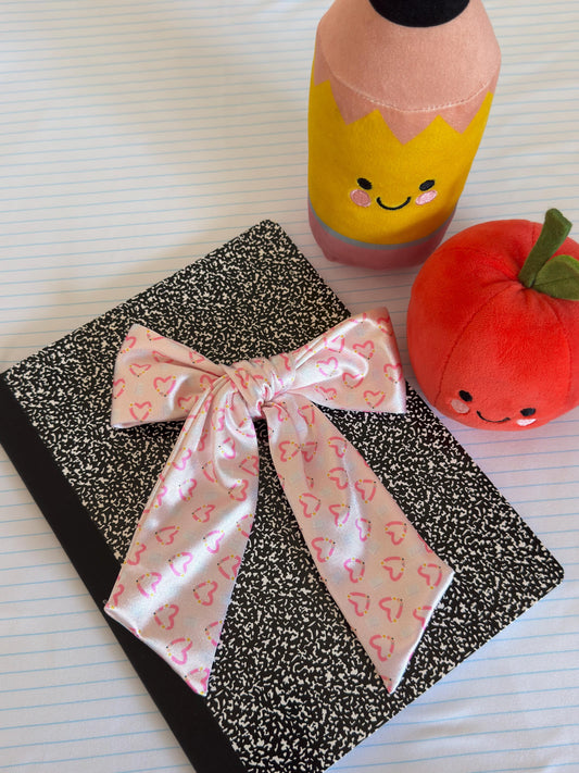 Back to School Bow, Pink Pencil Hearts