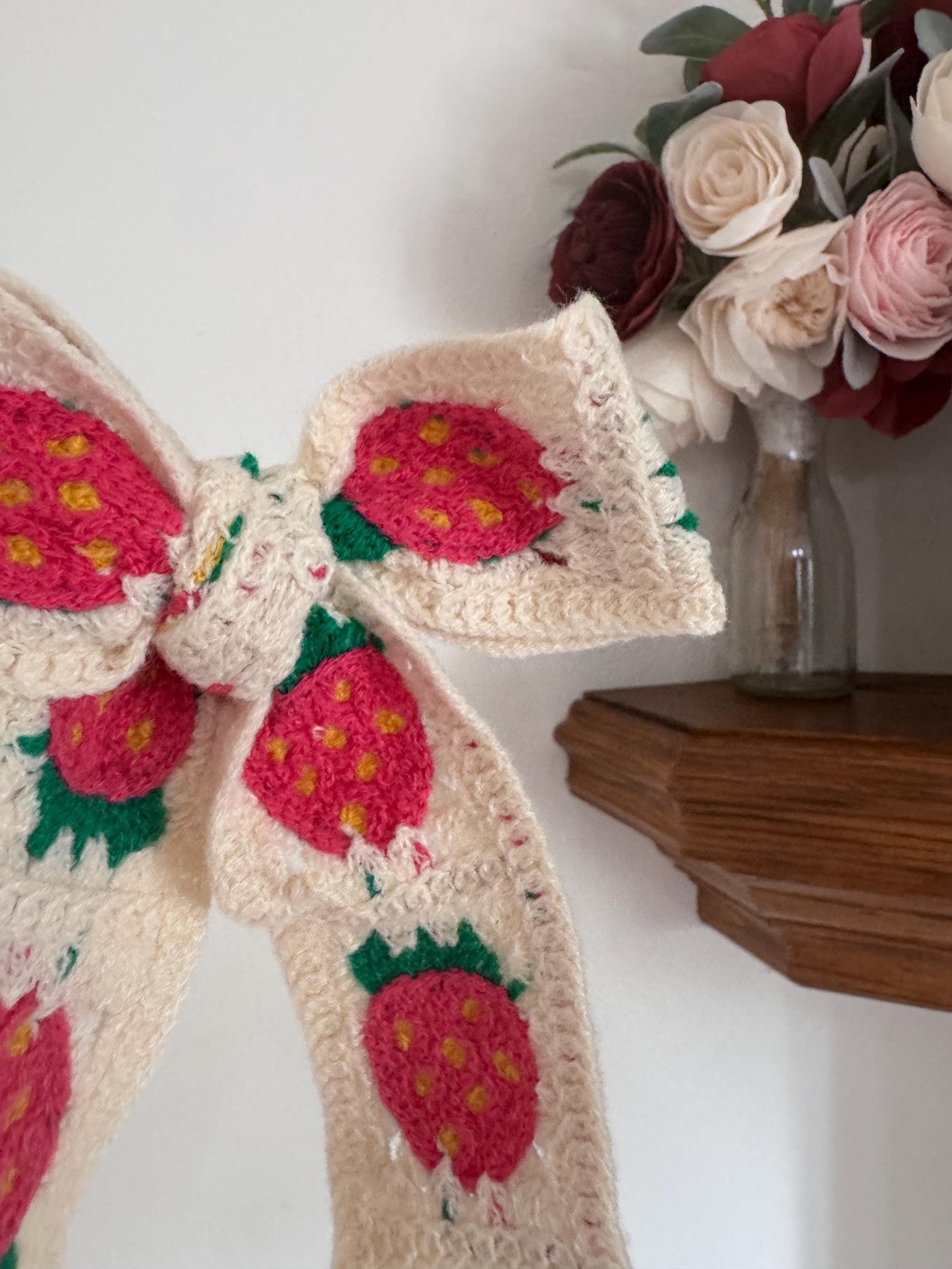 Strawberries Granny Square Bow