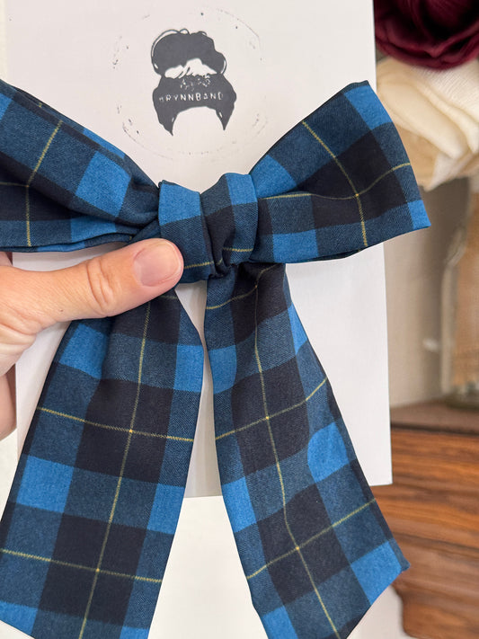 Blue Plaid Floppy Bow