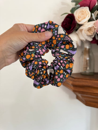 Purple Bats Ghosts & Bows Scrunchie