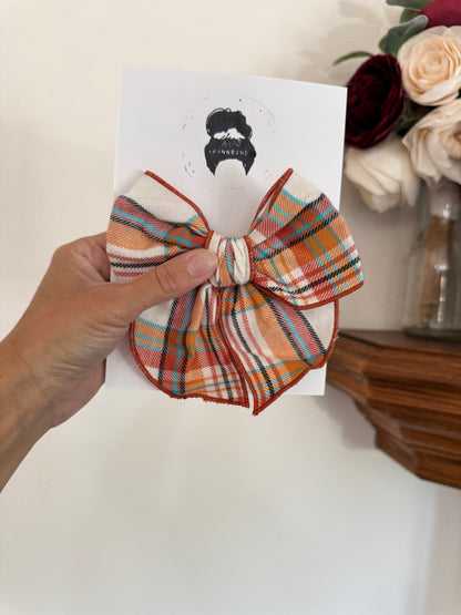 Orange Cream Plaid Fable Bow