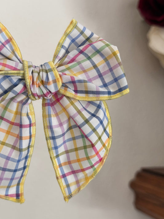 Rainbow Check Fable Bow