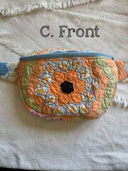 Handmade Vintage Repurposed Quilt Bum Bag