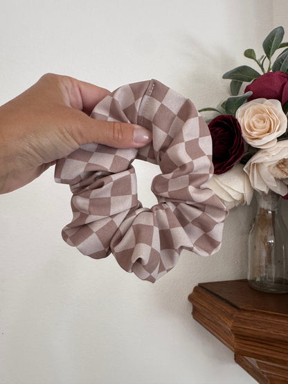 Brown Gingham Neutral Scrunchie