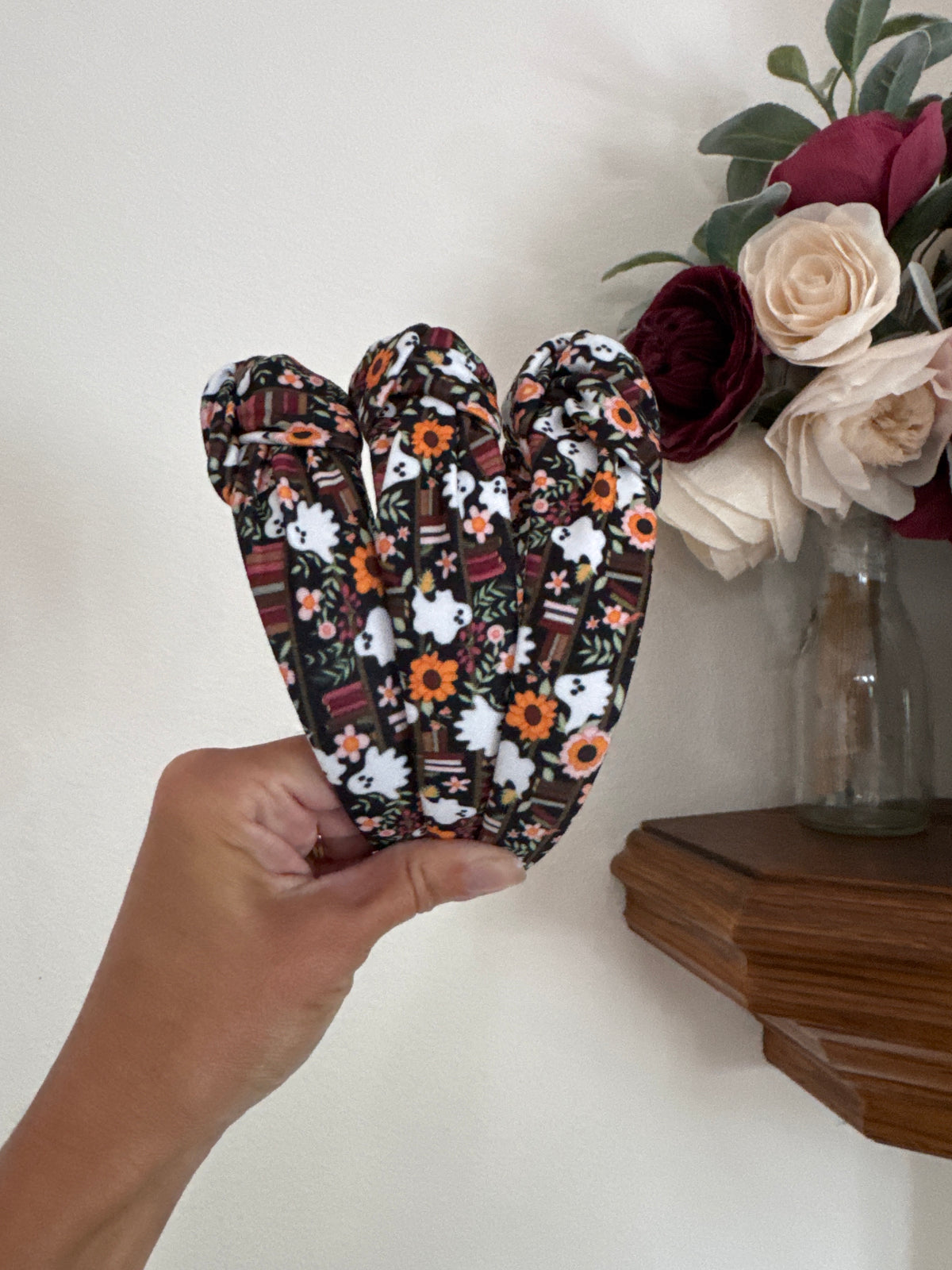 Ghost Library Books Top Knot Headband, Halloween Fall Hair