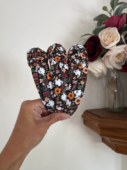 Ghost Library Books Top Knot Headband, Halloween Fall Hair