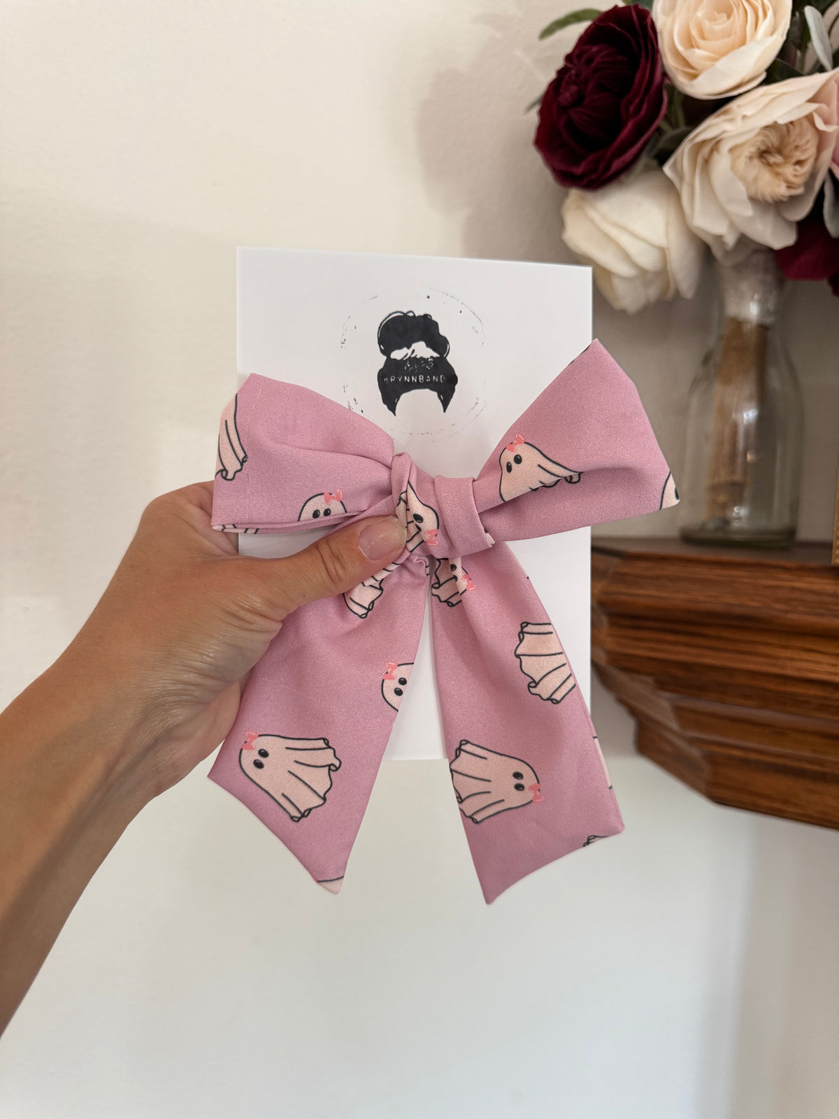 Pink Ghosts Floppy Bow