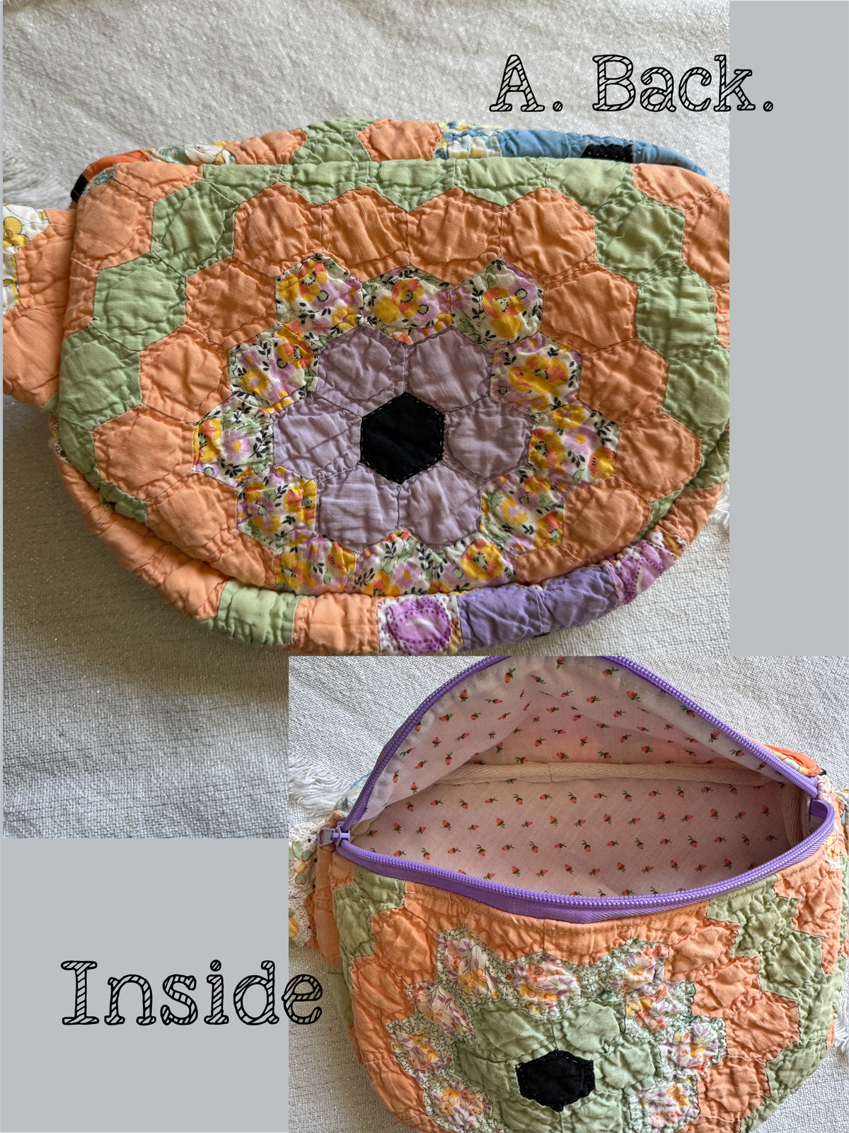 Handmade Vintage Repurposed Quilt Bum Bag