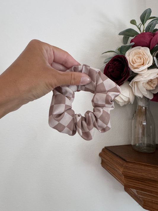 Brown Gingham Neutral Scrunchie