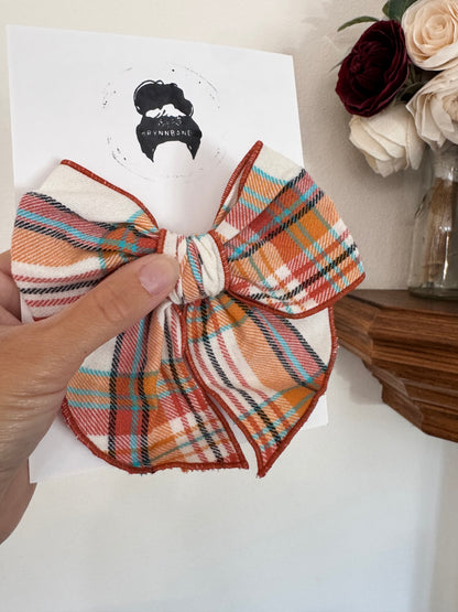 Orange Cream Plaid Fable Bow