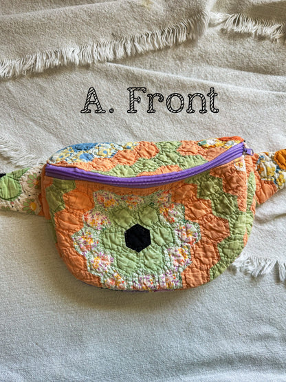 Handmade Vintage Repurposed Quilt Bum Bag