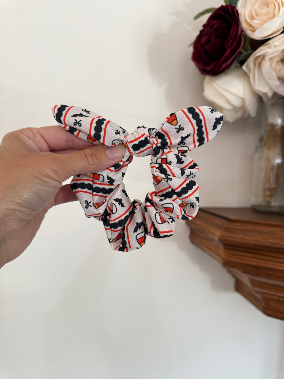 Bats & Candy Corn Halloween Scrunchie